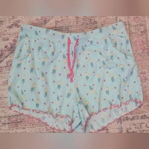 Secret Treasures PJ Shorts-light Blue  Pink & Yellow Pineapple & Heart Accents